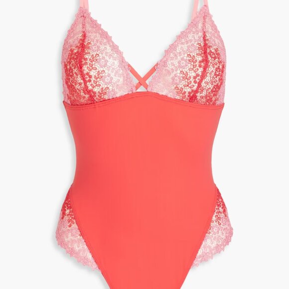 Cosabella Other - COSABELLA Veneto Lace Stretch Jersey Bodysuit in Pink Size Small NWT
